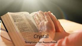  Presentation with old bible - Theme with old woman with bible background and a coral colored foreground