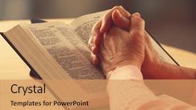  Presentation with old bible - Colorful slide deck enhanced with old woman with bible backdrop and a coral colored foreground