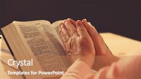  Presentation with old bible - PPT layouts with old woman with bible background and a coral colored foreground