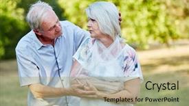  Presentation with uae old man - PPT layouts consisting of old woman with broken arm background and a mint green colored foreground