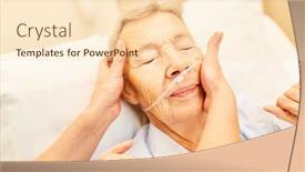  Presentation with oxygen - PPT theme with old-woman-with-oxygen-glasses background and a lemonade colored foreground