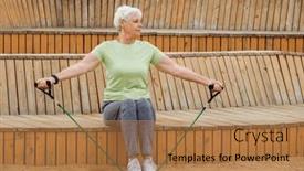  Presentation with active life - Theme featuring old-woman-with-short-hair background and a coral colored foreground