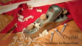  Presentation with old wood - Presentation design consisting of old-wood-planer-with-curled background and a gold colored foreground