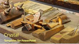  Presentation with craftsmanship - Presentation enhanced with old-wooden-and-iron-planer background and a tawny brown colored foreground