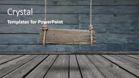  Presentation with dark space - Cool new slide deck with old-wooden-banner-hanging backdrop and a gray colored foreground