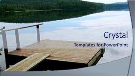  Presentation with lake dock - Cool new slides with old wooden boat dock on a beautiful lake in the evening backdrop and a sky blue colored foreground