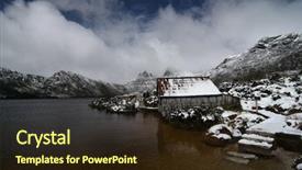  Presentation with dove - Audience pleasing slides consisting of old wooden boathouse at dove lake in cradle mountain national park backdrop and a wine colored foreground