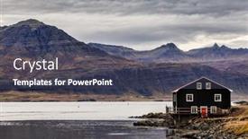  Presentation with old books on a wooden - Presentation design enhanced with old-wooden-boathouse-fjords background and a ocean colored foreground