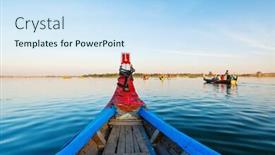  Presentation with boats - Slide deck featuring old-wooden-boats-near-u background and a sky blue colored foreground