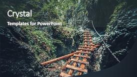  Presentation with forest bridge - Slide deck featuring old wooden bridge with backup background and a dark gray colored foreground