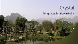  Presentation with mekong - Amazing slides having marxist - old wooden brige backdrop and a sky blue colored foreground