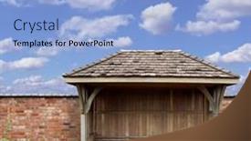  Presentation with bus shelter - Beautiful slide set featuring old-wooden-bus-shelter backdrop and a light blue colored foreground