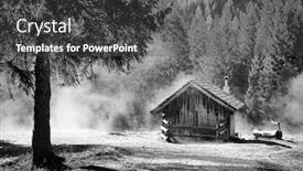  Presentation with cabin forest - Slides having old-wooden-cabin background and a dark gray colored foreground