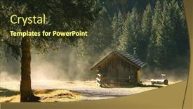  Presentation with cabin forest - Audience pleasing theme consisting of old-wooden-cabin backdrop and a tawny brown colored foreground