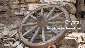  Presentation with old farm - Amazing slide set having old-wooden-cartwheel backdrop and a gray colored foreground