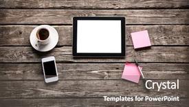  Presentation with wooden desk cup - Slides consisting of old wooden desk simple background and a gray colored foreground