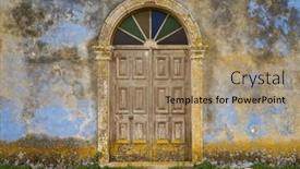  Presentation with mold - Presentation theme with old-wooden-door-and-moldy and a coral colored foreground
