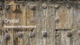  Presentation with old wooden door antique - Beautiful theme featuring old wooden door castilian style backdrop and a coral colored foreground