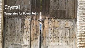  Presentation with old style - PPT theme enhanced with old wooden door castilian style background and a dark gray colored foreground