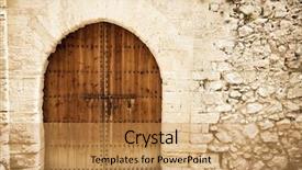  Presentation with medieval - Amazing PPT theme having old wooden door from medieval backdrop and a yellow colored foreground