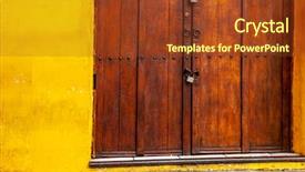  Presentation with cartagena colombia - PPT theme featuring old wooden door in cartagena background and a tawny brown colored foreground