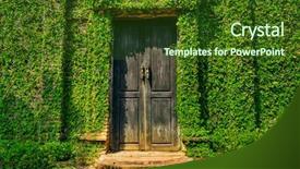  Presentation with wall - Slides featuring secrets - old wooden door background and a tawny brown colored foreground