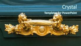  Presentation with metal - PPT theme enhanced with old wooden door with metal background and a ocean colored foreground