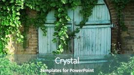  Presentation with old wooden door antique - Beautiful PPT theme featuring old wooden door with rusty backdrop and a seafoam green colored foreground