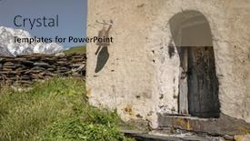  Presentation with wooden - PPT theme with old-wooden-door background and a coral colored foreground