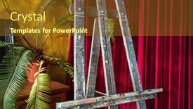  Presentation with painting old - Slide deck consisting of old-wooden-easel-in-painting background and a tawny brown colored foreground