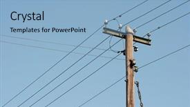  Presentation with electric - PPT theme featuring electric pillar against clear blue background and a light blue colored foreground