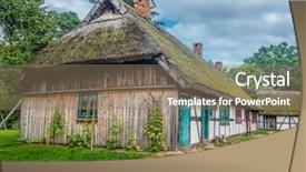  Presentation with old time americana - Audience pleasing presentation theme consisting of old wooden farmstead with typical backdrop and a coral colored foreground