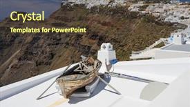  Presentation with house boat - PPT layouts featuring old wooden fishermans''s boat background and a tawny brown colored foreground