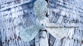  Presentation with old fishing boat - Amazing slide deck having old wooden fishing boat propeller backdrop and a light blue colored foreground