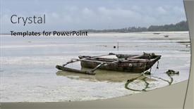  Presentation with old fishing boat - PPT theme enhanced with old-wooden-fishing-boat background and a light blue colored foreground