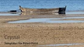 Presentation with old fishing boat - Presentation theme having old-wooden-fishing-boat background and a coral colored foreground
