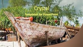  Presentation with zanzibar - Beautiful slide deck featuring old wooden fishing boats with paddles on a beach of fishing village in zanzibar backdrop and a tawny brown colored foreground