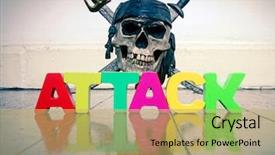  Presentation with skull - Presentation theme consisting of old wooden floor with reflection background and a yellow colored foreground