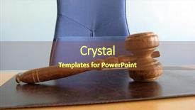  Presentation with court gavel - PPT theme consisting of old wooden gavel blue chair and court desk background and a tawny brown colored foreground