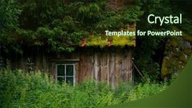  Presentation with house forest - Amazing PPT theme having old wooden house in forest backdrop and a  colored foreground