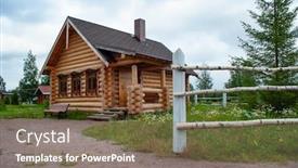  Presentation with russia - Presentation theme with old wooden house in russia background and a gray colored foreground