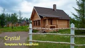  Presentation with russia - Presentation design having old wooden house in russia background and a tawny brown colored foreground
