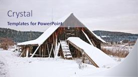  Presentation with house forest - Beautiful PPT theme featuring old-wooden-house-in-siberia backdrop and a sky blue colored foreground