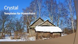  Presentation with old wood - Cool new presentation theme with old-wooden-house-in-wood backdrop and a teal colored foreground