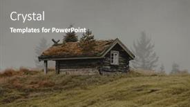  Presentation with moss - Theme with old-wooden-house-with-roof background and a  colored foreground