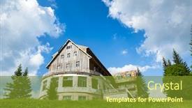  Presentation with house forest - Colorful PPT theme enhanced with view abandoned farmhouse - old wooden house backdrop and a tawny brown colored foreground