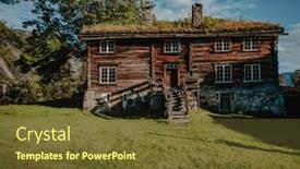  Presentation with roof - Slide set enhanced with old-wooden-house background and a tawny brown colored foreground