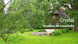 Presentation with house forest - Colorful theme enhanced with old wooden house in the forest backdrop and a tawny brown colored foreground