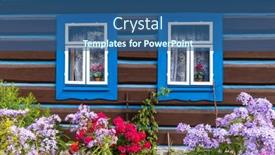  Presentation with village - Slide set with old-wooden-houses-in-village background and a ocean colored foreground