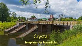  Presentation with monastery - Cool new slide set with old-wooden-locks-near-tikhvin backdrop and a tawny brown colored foreground